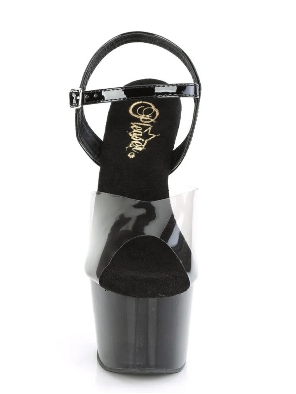 Pleasers Clear Platform High Heel Sandal with Black Accents
